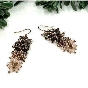 Gold-Tone Cluster Dangle Earrings With Multicolor Glass Beads